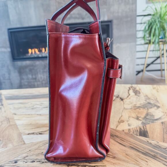 Franklin Covey Red Genuine Leather Business Organizer Tote Laptop Bag #31934.577 - Picture 7 of 15